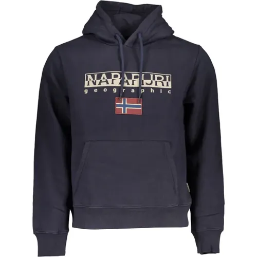 Blaues Kapuzensweatshirt Erhöhter Lässiger Stil , Herren, Größe: XS - Napapijri - Modalova