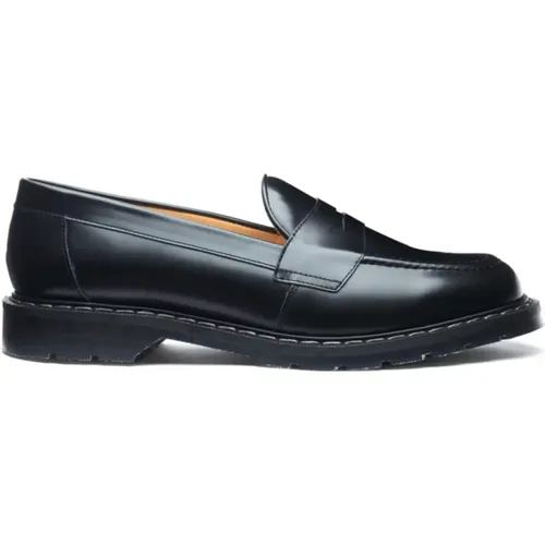 Schwarzer Hi-Shine Penny Loafer Schuh , Herren, Größe: 44 EU - SOLOVAIR - Modalova