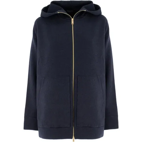 Soft-cut Hoodie with Gold Zip , female, Sizes: XS - Fabiana Filippi - Modalova