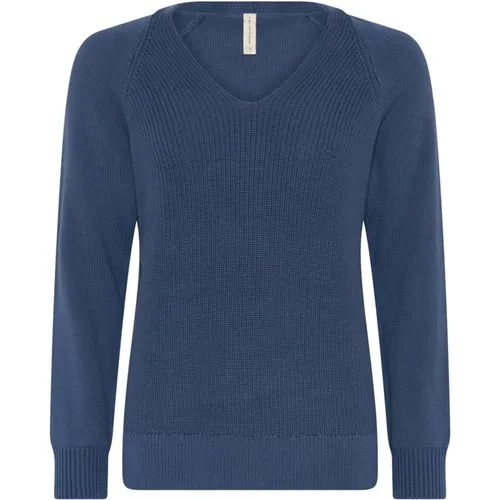 Casual V-Neck Pullover Bluse Jeans Blau - Skovhuus - Modalova