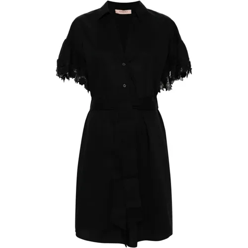 Schwarzes Kleid mit Spitze , Damen, Größe: L - Twinset - Modalova