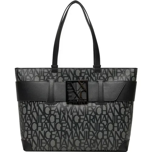 Schwarze Shopper-Tasche mit Minimalem Logo - Armani Exchange - Modalova