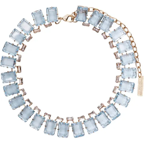 Blaues Choker-Halsband mit Rechteckigen Steinen und Kristallpunkten - Ermanno Scervino - Modalova