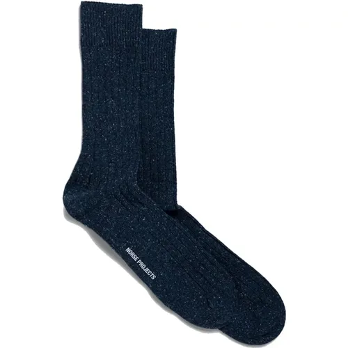 Ribbed Wool Socks - Navy , male, Sizes: ONE SIZE - Norse Projects - Modalova