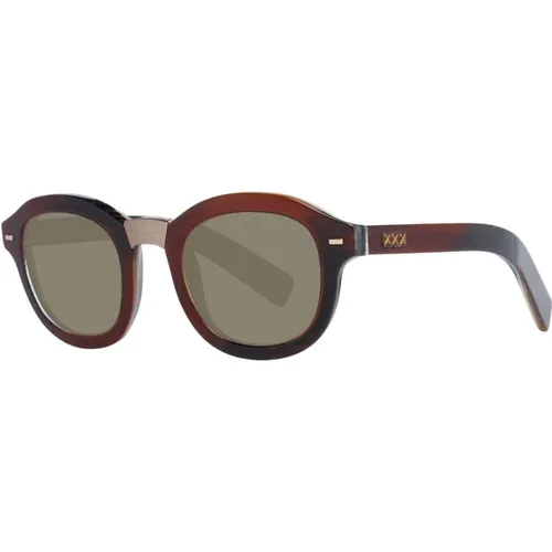 Braune Runde Sonnenbrille mit UV-Schutz - Ermenegildo Zegna - Modalova