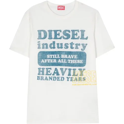 Baumwolle Logo Print T-shirts und Polos , Herren, Größe: L - Diesel - Modalova