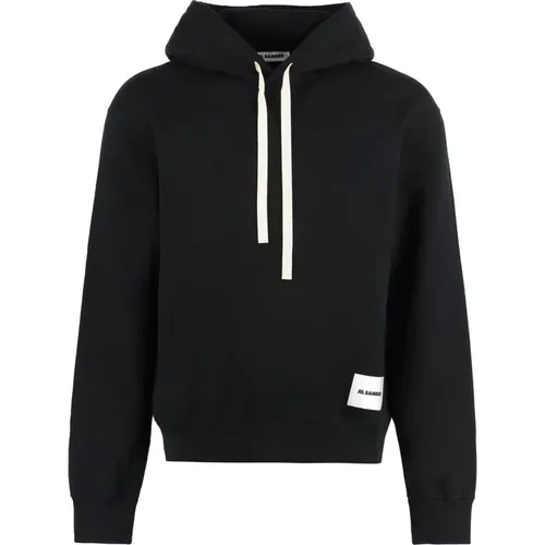 Cotton Hooded Sweatshirt Ribbed Style , male, Sizes: M, XL, S, L - Jil Sander - Modalova