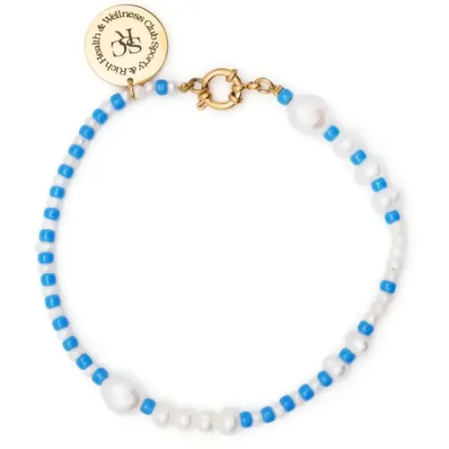 Blaues Perlenarmband , Damen, Größe: ONE Size - Sporty & Rich - Modalova