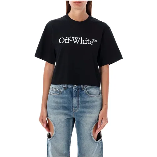 Big Logo Cropped T-Shirt , female, Sizes: M - Off White - Modalova