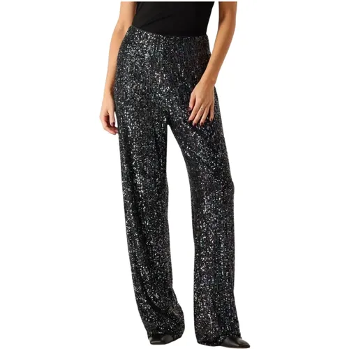 Glitzernde Lila Schwarze Paillettenhose , Damen, Größe: L - Notre-v - Modalova