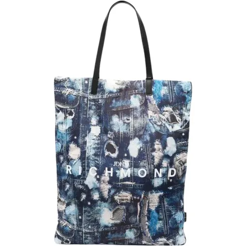 Iconic Denim Muster Shopper Tasche , Damen, Größe: ONE Size - John Richmond - Modalova