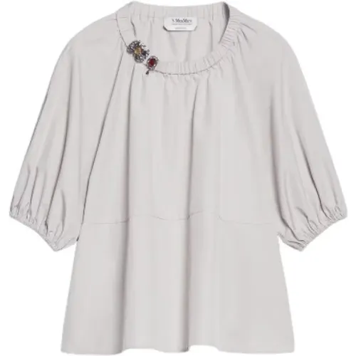 Baumwoll-Popeline-Bluse mit Juwel-Applikationen , Damen, Größe: XS - Max Mara - Modalova