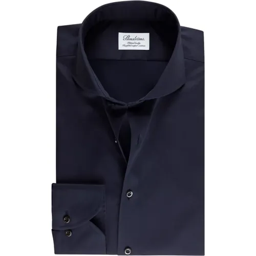 Marine Twill Hemd mit Spread Cut Away Kragen , Herren, Größe: 3XL - Stenströms - Modalova