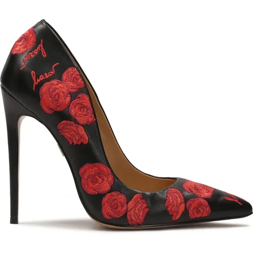 Elegante schwarze Stilettos mit roten Blumen , Damen, Größe: 39 EU - Kazar - Modalova