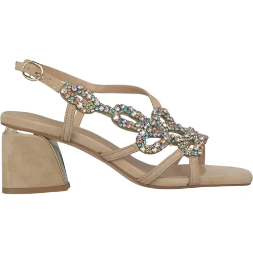 Rhinestone Square Heel Sandal , female, Sizes: 8 UK, 6 UK, 7 UK, 5 UK, 4 UK - Alma en Pena - Modalova