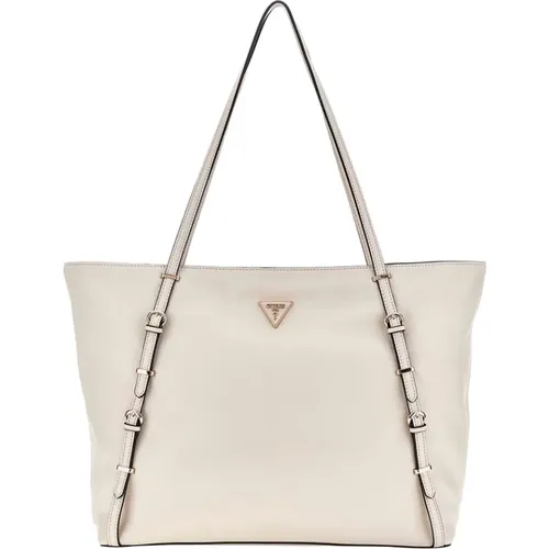 Weiße Kunstleder-Schultertasche , Damen, Größe: ONE Size - Guess - Modalova