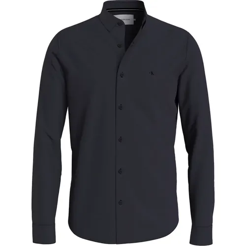 Mercerized Cotton Shirt with Slim Fit and Embroidered Logo , male, Sizes: M, XL, XS - Calvin Klein - Modalova