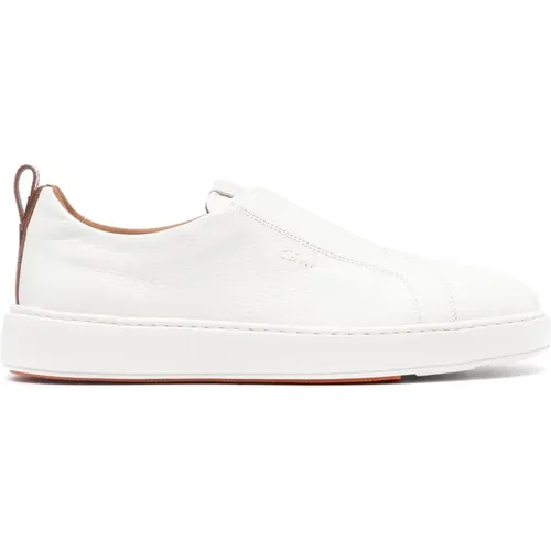 Weiße Leder Slip-On Sneakers , Herren, Größe: 37 1/2 EU - Santoni - Modalova