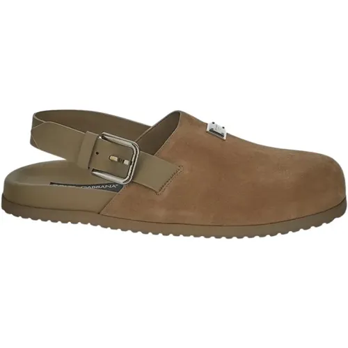 Wildleder Mule Schuh , Herren, Größe: 42 1/2 EU - Dolce & Gabbana - Modalova