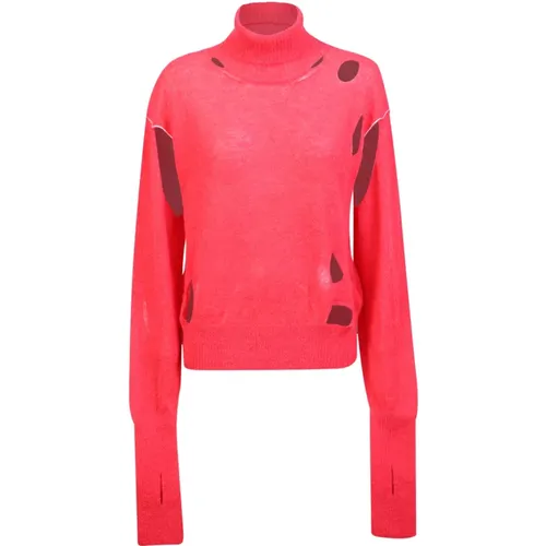 Roter Alpaka Wollpullover , Damen, Größe: S - MM6 Maison Margiela - Modalova