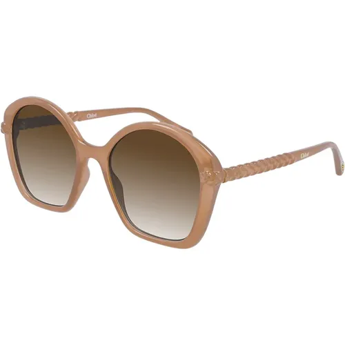Rosa Braune Sonnenbrille , Damen, Größe: 55 MM - Chloé - Modalova