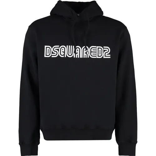 Hoodie mit Logo-Print und Rippbündchen , Herren, Größe: L - Dsquared2 - Modalova