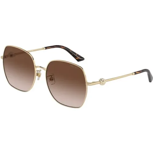 Gold Frame Brown Gradient Lenses Sunglasses , female, Sizes: 59 MM - Jimmy Choo - Modalova