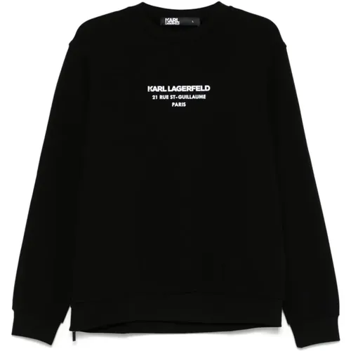 Schwarzer Crew Neck Pullover mit Logo , Herren, Größe: L - Karl Lagerfeld - Modalova