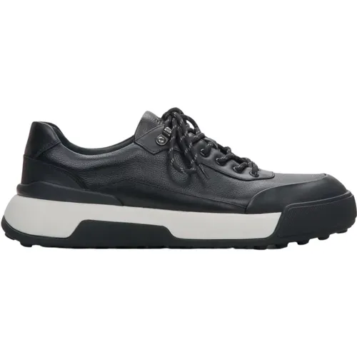 Herren Schwarze Sneakers aus echtem Leder mit weißer Sohle Er00114191 - Estro - Modalova