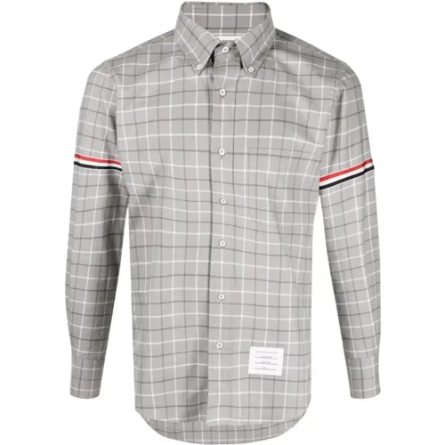 Grey Tattersall Check Cotton Shirt , male, Sizes: S, M, XL, L - Thom Browne - Modalova