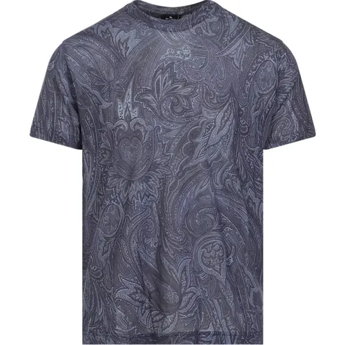 Blau Paisley Print T-Shirt , Herren, Größe: S - ETRO - Modalova