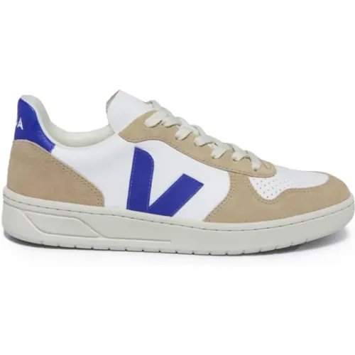 Weiße Ledersneaker mit Blauen Details , Damen, Größe: 40 EU - Veja - Modalova