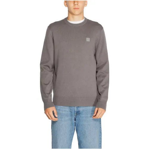 Grauer Strick Rundhals Pullover , Herren, Größe: 2XL - Hugo Boss - Modalova