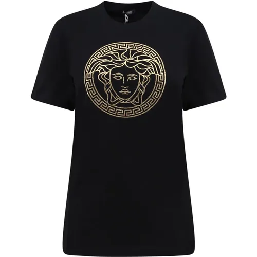 Logo Print Baumwoll T-Shirt Versace - Versace - Modalova