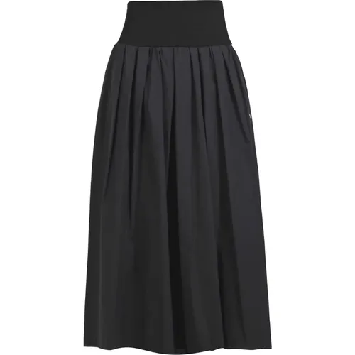 Long Canvas Skirt with Elastic Waistband , female, Sizes: 2XS, L, M, XS - Ottod'Ame - Modalova