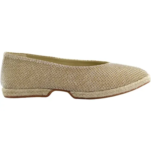 Golden Laminated Ballerina Shoes , female, Sizes: 3 UK, 4 UK, 7 UK, 5 UK, 6 UK - Espadrilles - Modalova