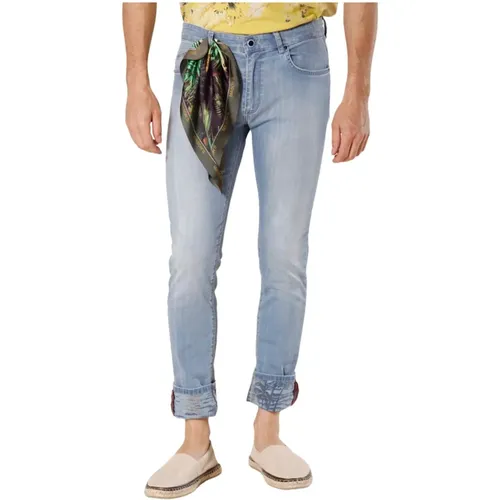 Slim Fit Palm Print Denim Jeans , Herren, Größe: W31 - Mason's - Modalova