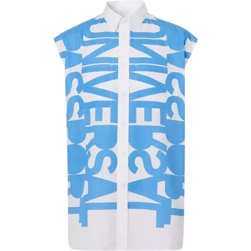 White Printed Sleeveless Shirt , male, Sizes: L, S, M - Burberry - Modalova