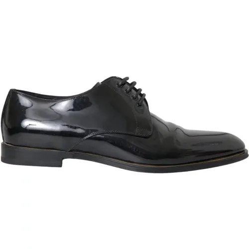 Schwarze Lackleder Derby Schuhe - Dolce & Gabbana - Modalova