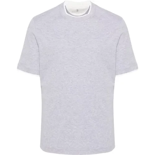 Mens Lightgray T-Shirts Polos , male, Sizes: XL - BRUNELLO CUCINELLI - Modalova