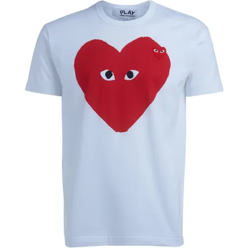 Red Heart Print T-Shirt , male, Sizes: XL - Comme des Garçons Play - Modalova