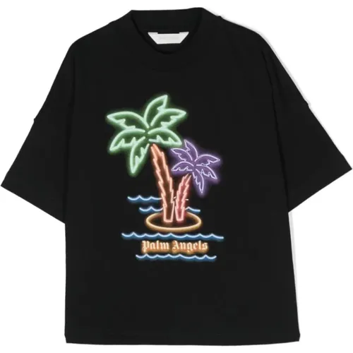 Schwarze T-Shirts Polos für Jungen - Palm Angels - Modalova