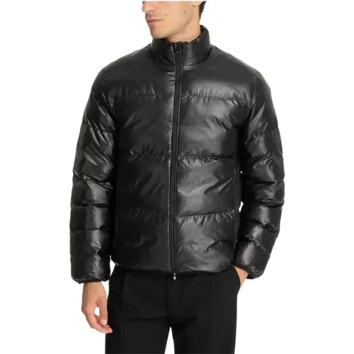Patterned Zip Closure Down Jacket , male, Sizes: L, XL - Emporio Armani EA7 - Modalova