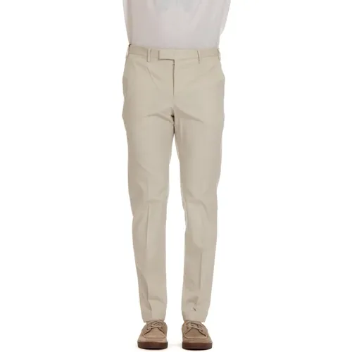 Slim Fit Ivory Twill Stretch Trousers , male, Sizes: S - PT Torino - Modalova