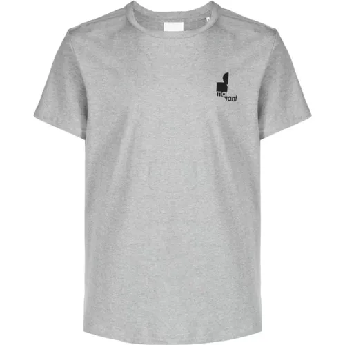 Zafferh-ga Grey T-shirt with Black Logo , male, Sizes: M, S - Isabel marant - Modalova