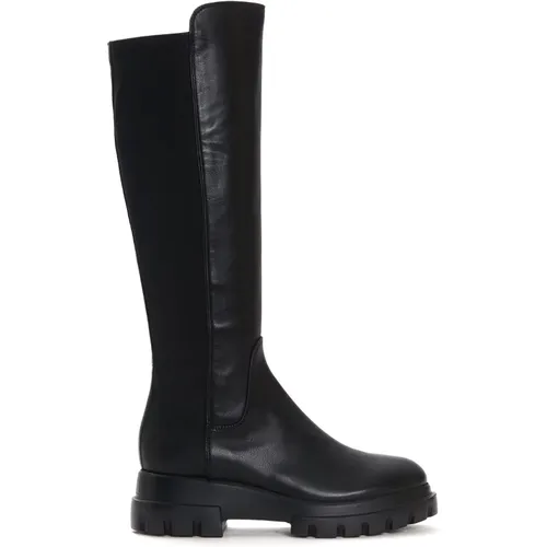 Schwarze Chunky-Sohle Stiefeletten , Damen, Größe: 39 EU - AGL - Modalova