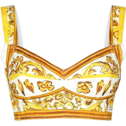 Majolica Print Sweetheart Top - Dolce & Gabbana - Modalova