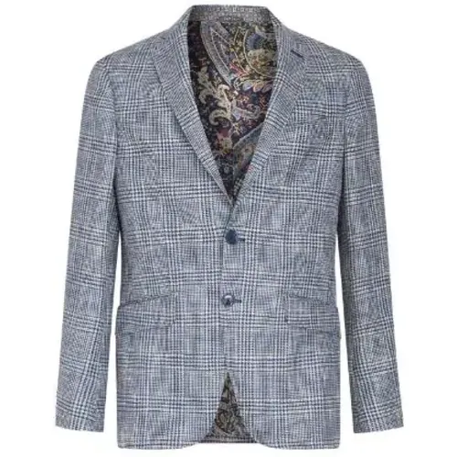 Checked Blazer in Navy and Multicolor , male, Sizes: 2XL, L, M - ETRO - Modalova