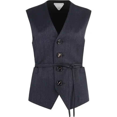 Wool Vest with Front Pockets and Waist Belt , female, Sizes: 2XS - Bottega Veneta - Modalova