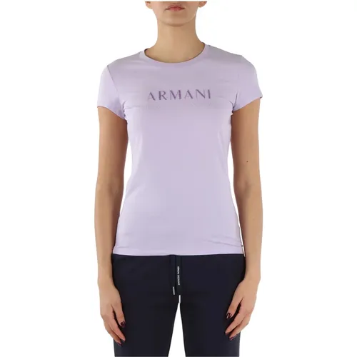 Stretch Cotton Logo T-shirt , female, Sizes: M - Armani Exchange - Modalova